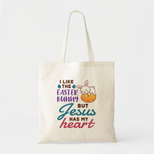 Tote Bag J'aime le lapin de Pâques, mais Jésus a mon coeur