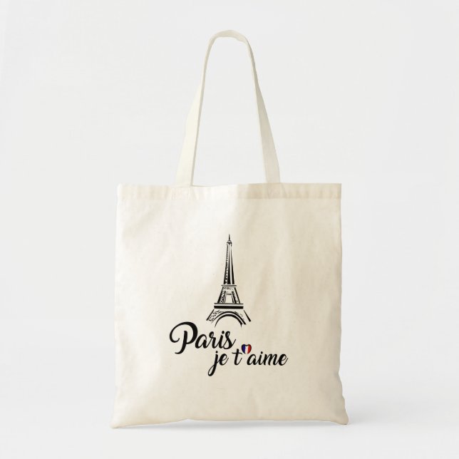 Tote Bag J'aime le t'aime de Paris Je (Devant)