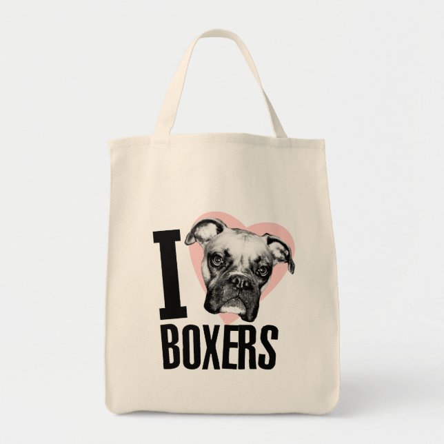 Tote Bag J'aime l'épicerie Fourre-tout de boxeurs (Devant)