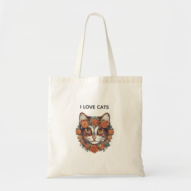 TOTE BAG J'AIME LES CHATS ART EXTRAORDINAIRE | AMATEURS DE  (Devant)