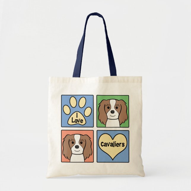 Tote Bag J'aime les épagneuls cavaliers du Roi Charles (Devant)