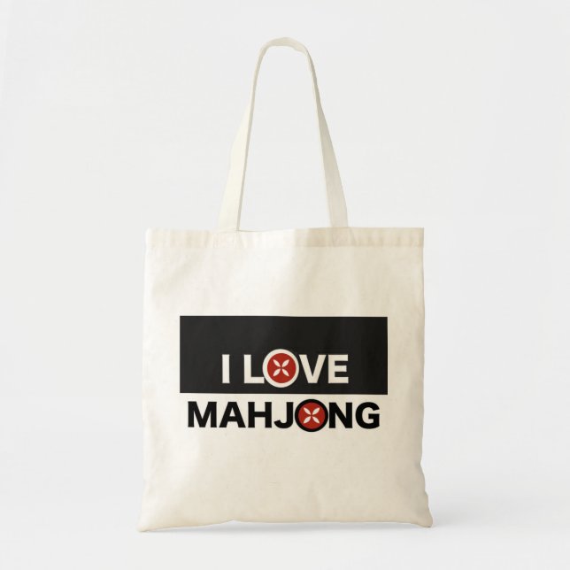 Tote Bag J'aime Mahjong O remplacé par la fleur de MJ (Devant)