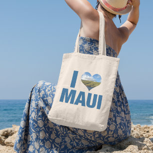 Tote Bag J'Aime Maui Hawaii Vacances Hawaiiennes mignonnes