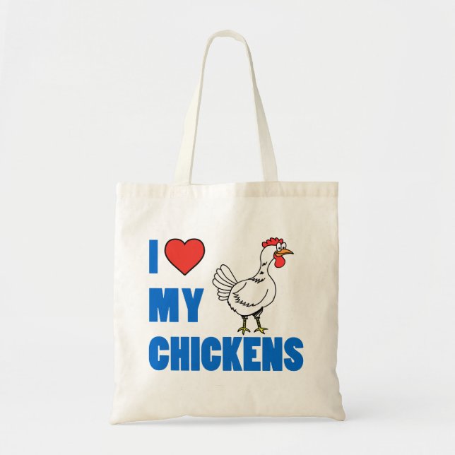Tote Bag J'aime Mes Poulets Mignons (Devant)