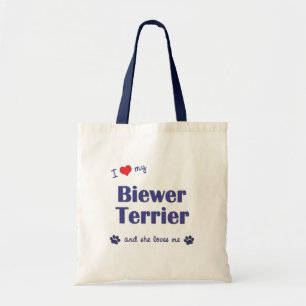 Tote Bag J'aime mon Biewer Terrier (le chien femelle)