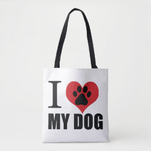 Tote Bag J'aime mon chien jeter l'oreiller