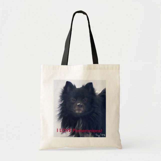 Tote Bag "J'AIME Pomeranians !" Portrait Fourre-tout (Devant)