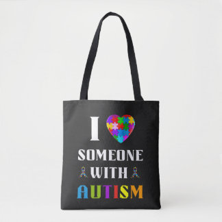 Tote Bag J'aime quelqu'un avec l'autisme