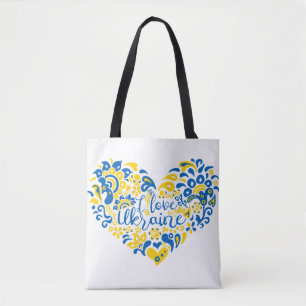 Tote Bag J'aime Ukraine inspiration citation coeur