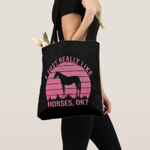 Tote Bag J'aime vraiment les chevaux en rose 