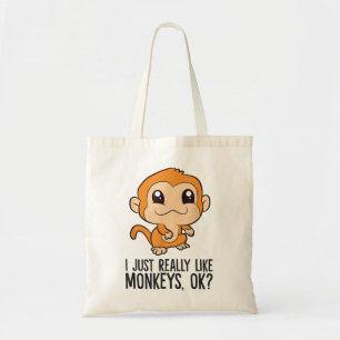 Tote Bag J'Aime Vraiment Les Singes, Ok Les Singes Drôle