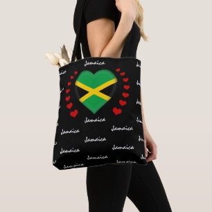 Tote Bag Jamaica Flag & Heart, le drapeau jamaïcain, mode/s