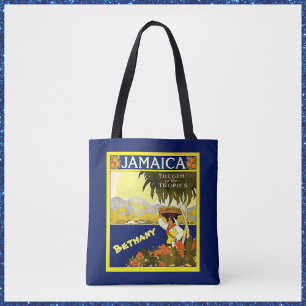 Tote Bag Jamaïque tropicale bleue et jaune