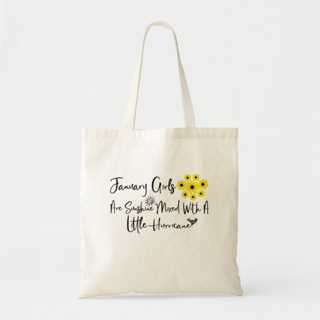 Tote Bag Janvier Les Filles Sont Brillantes Mélangées Avec  (Devant)