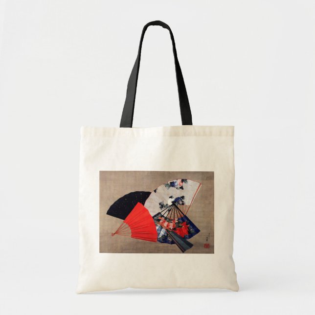 Tote Bag Japonais cinq fans, Hokusai, Ukiyoe (Devant)