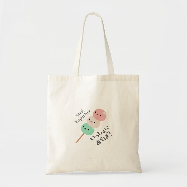 Tote Bag Japonais Kawaii Dango ami souriant (Devant)