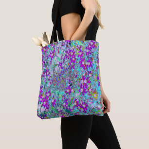 Tote Bag Jardin aquatique avec fleurs bleu violet et rose c