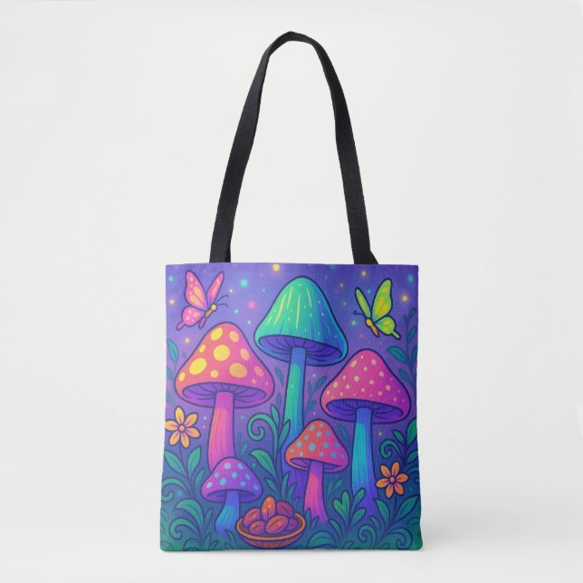 Tote Bag Jardin aux champignons magiques (Devant)