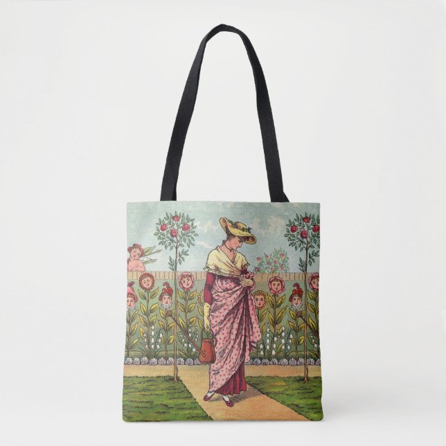 Tote Bag Jardin Cultivation Flower Woman Art Antique (Devant)