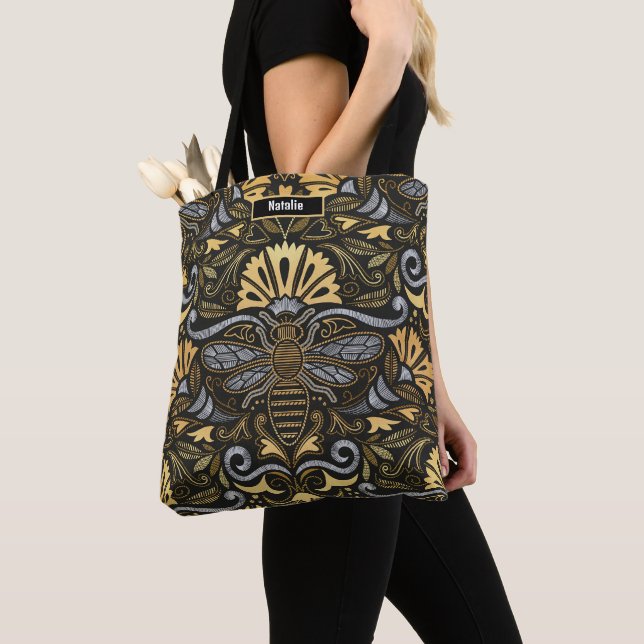 Tote Bag Jardin d'abeilles Queen // style passementerie bro (De près)