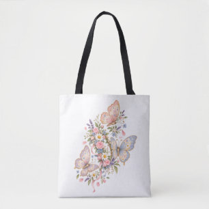 Tote Bag Jardin d'anniversaire papillon pastel