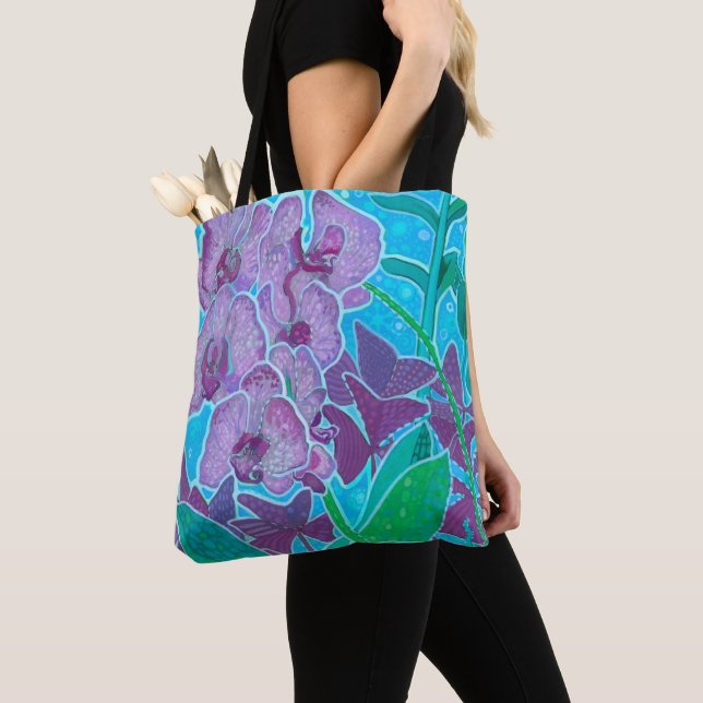Tote Bag Jardin de fenêtre Fleurs d'orchidées Floral Art Bo (De près)