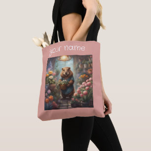 Tote Bag Jardin de fleuriste castor Cottagecore fantaisiste