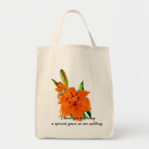 Tote Bag Jardin de fleurs de lis tigre orange merci