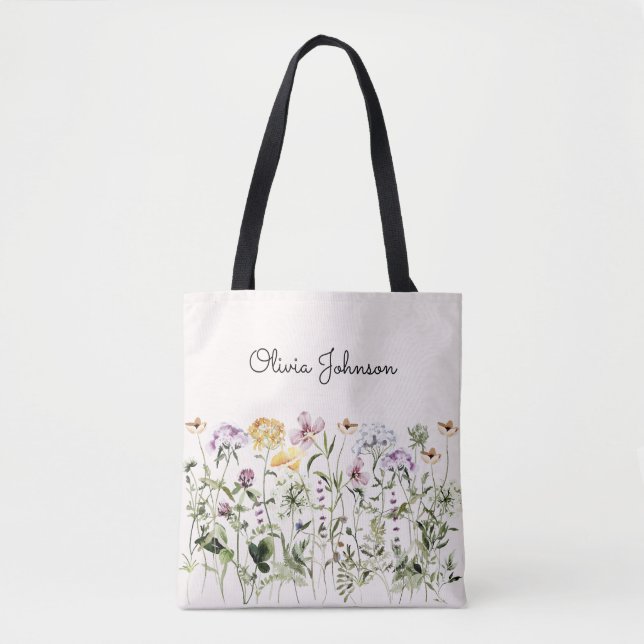 Tote Bag Jardin de fleurs sauvages personnalisé (Devant)