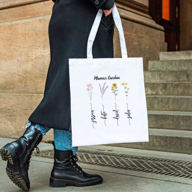 Tote Bag Jardin de maman Enfants personnalisés Nom Fête des (Créateur téléchargé)