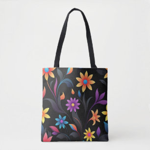 Tote Bag Jardin de minuit : Imaginaire floral vibrant