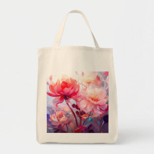 Tote Bag Jardin de pivoines en fleurs à l'aquarelle