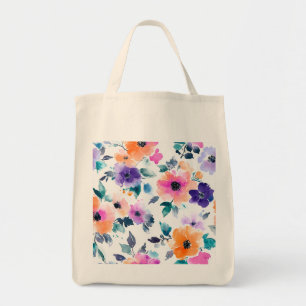 Tote Bag Jardin de printemps vintage floral aquarelle