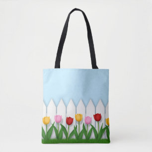 Tote Bag Jardin de tulipes joyeux personnalisable
