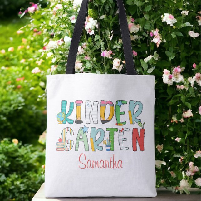 Tote Bag jardin d'enfants Retour à l'école Script personnal (Créateur téléchargé)