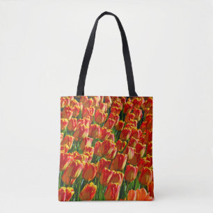 Tote Bag Jardin des tulipes à ressort orange