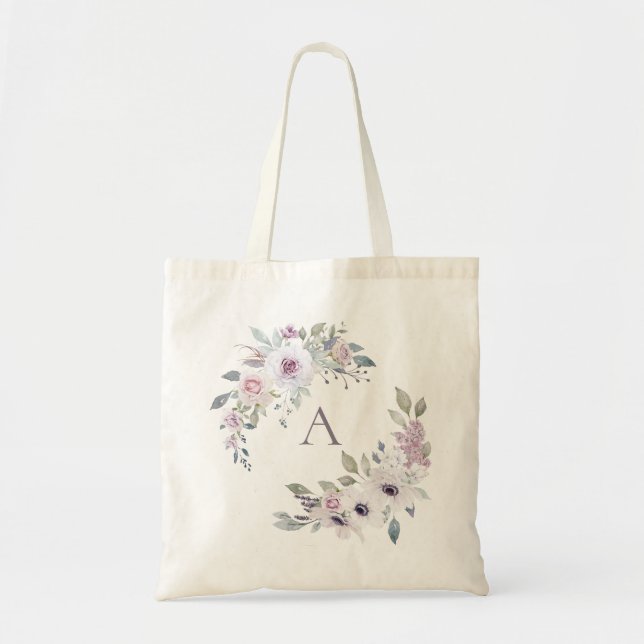 Tote Bag Jardin Dusty Floral Wreath Monogramme (Devant)