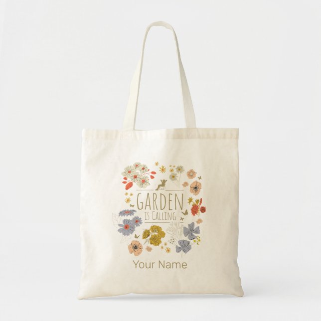 Tote Bag Jardin Fleurs botaniques pour jardiner maman et pa (Devant)