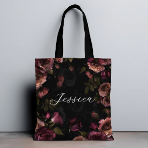 Tote Bag Jardin Floral Bourguignon Rose Foncé Luxueux