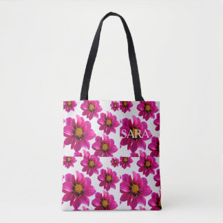 Tote Bag Jardin Floral Rose Nom Personnalisé Imprimé Partou