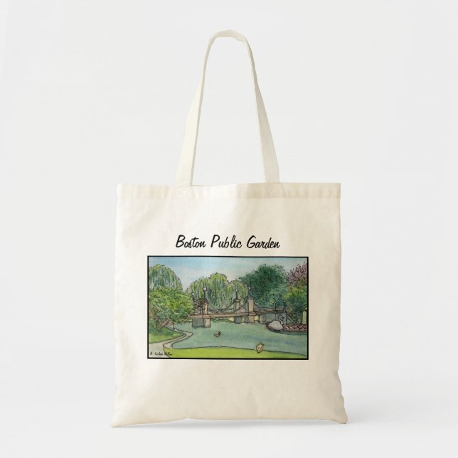 Tote Bag Jardin public de Boston de bateaux de cygne (Devant)