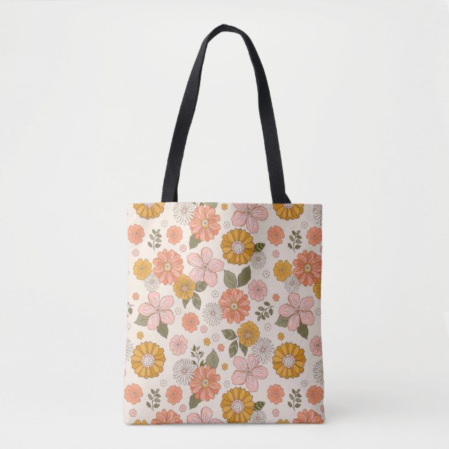 Tote Bag Jardin rose et orange Motif (Devant)