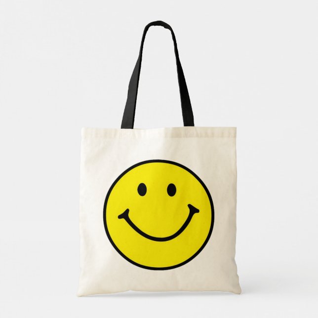Tote Bag Jaune brillant et joyeux visage souriant (Dos)