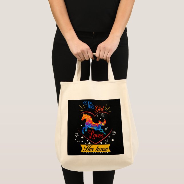 Tote Bag Jaune Cette Fille Aime Son Cheval (Devant (produit))