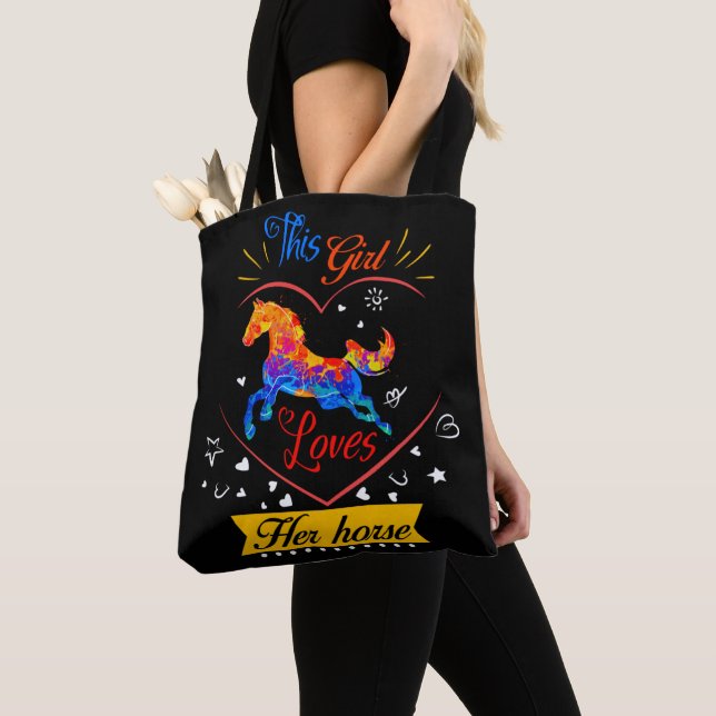 Tote Bag Jaune Cette Fille Aime Son Cheval (De près)