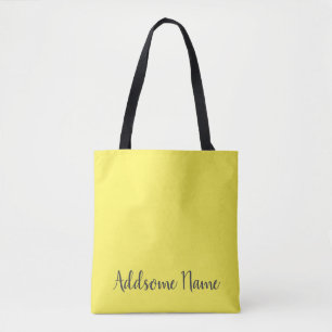 Tote Bag Jaune couleur solide Base noir Monogramme