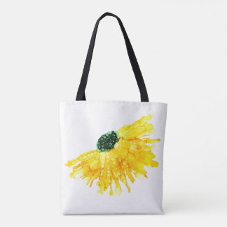 Tote Bag Jaune marguerite peint à la main floral