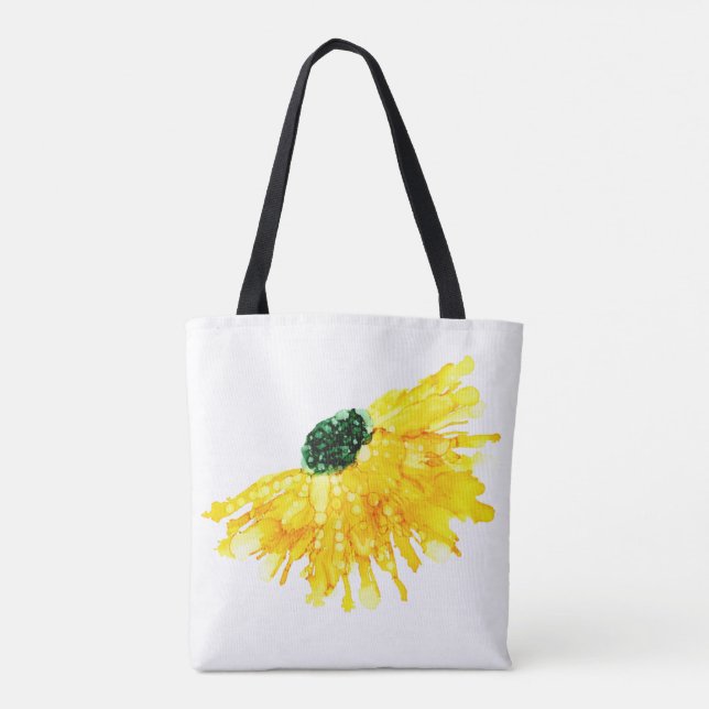 Tote Bag Jaune marguerite peint à la main floral (Dos)