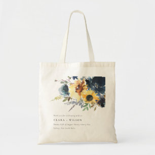 Tote Bag Jaune Mariage floral de la marine Sunflower