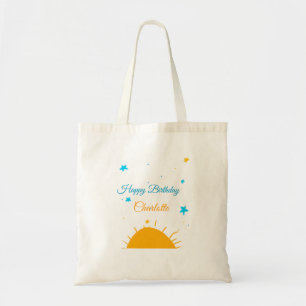 Tote Bag Jaune soleil bleu étoiles heureux anniversaire ajo